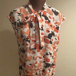 Floral Print Tie-Neck Top, Bar III